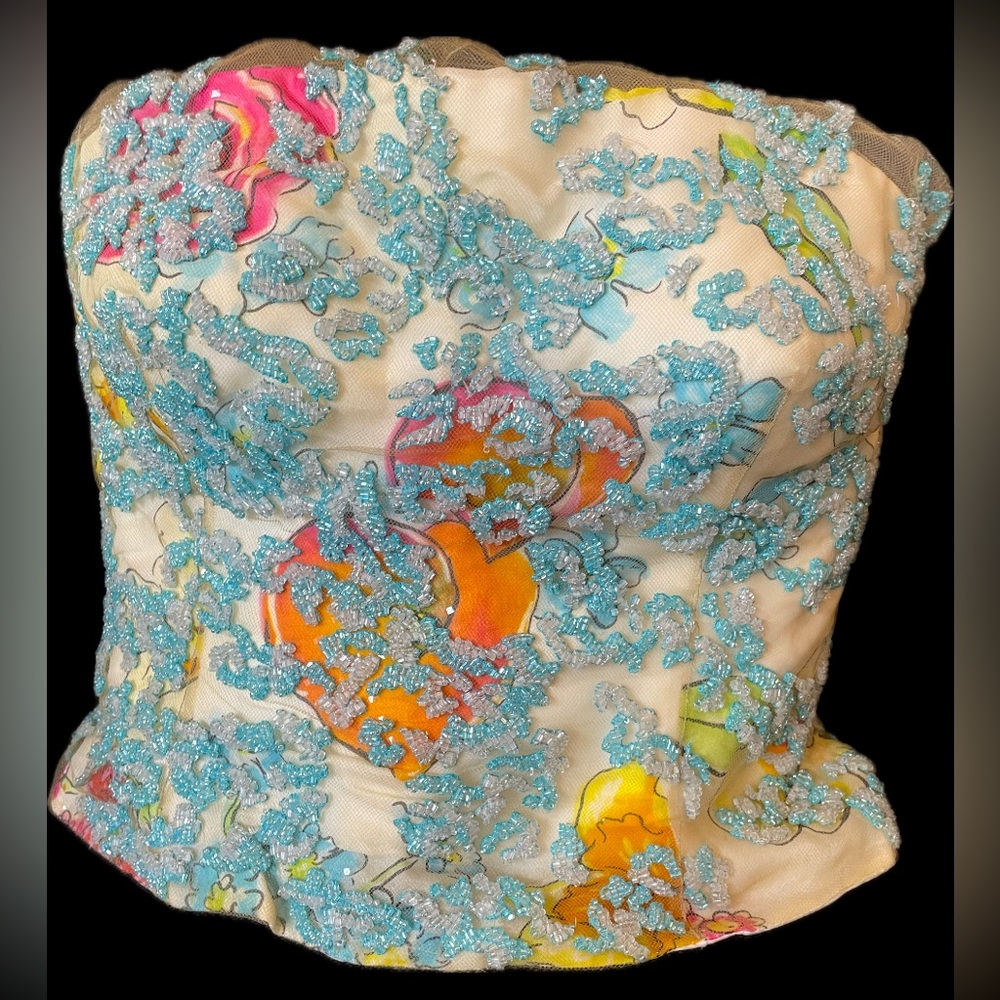 Rare Giorgio Armani S/S 1996 Runway Beaded Silk Bustier IT42  — MINT CONDITION